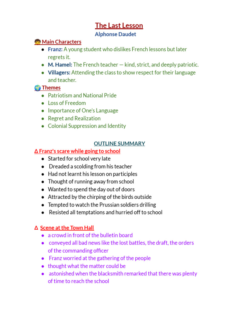 1. The Last Lesson | PDF