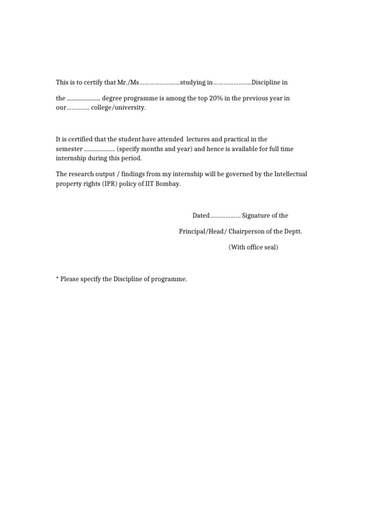 Internship Certification for Top Student | PDF
