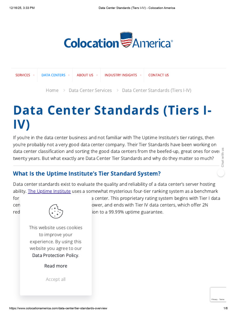 Data Center Standards (Tiers I-IV) - Colocation America | PDF | Data ...
