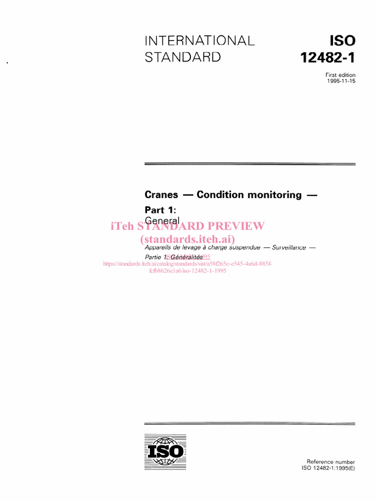 ISO 12482-1:1995 Cranes Condition Monitoring | PDF | International ...