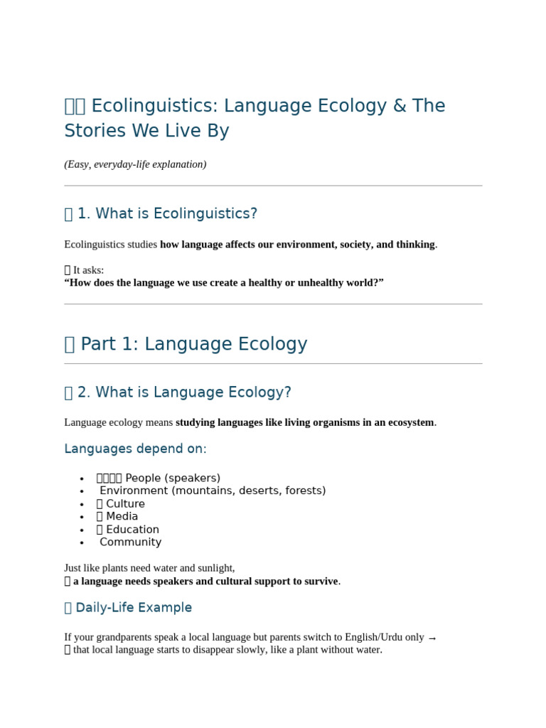 Ecolinguistics Language Ecology & The Stories We Live by | PDF ...