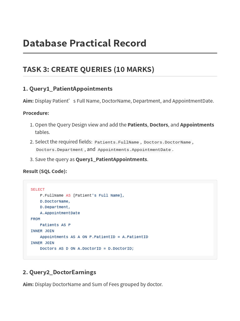 Database Queries and Forms Guide | PDF | Sql | Databases