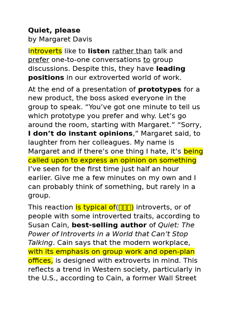 Introvert Macmillan Business Spotlight Text | PDF | Extraversion And ...