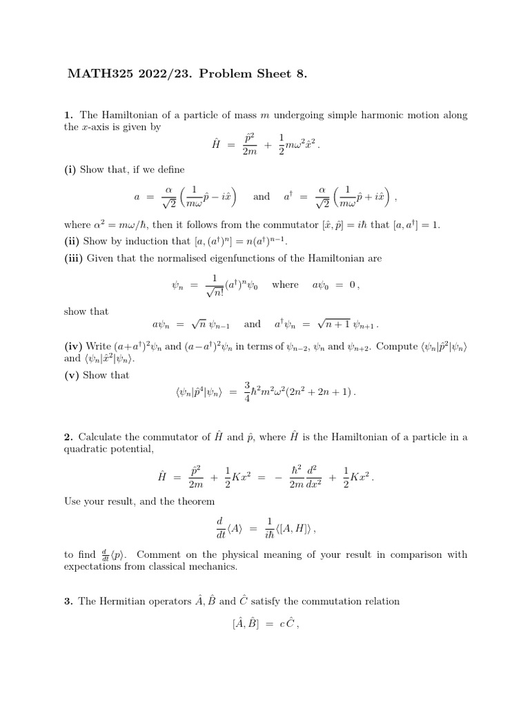 Prob Sheet 8 | PDF | Physics | Theoretical Physics