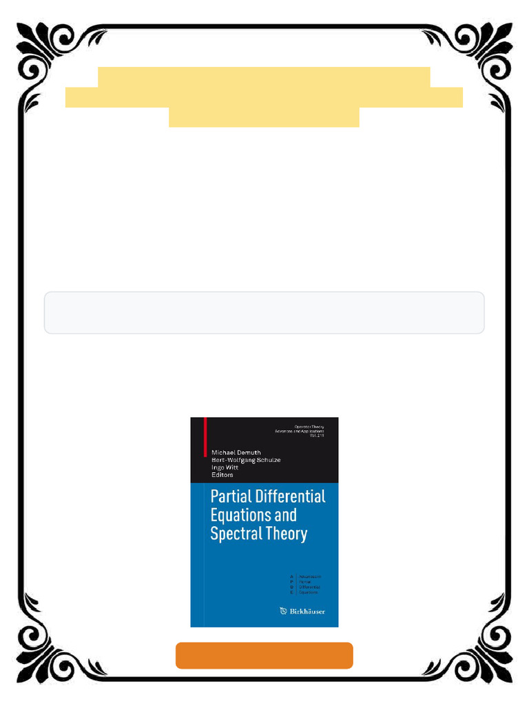Partial Differential Equations and Spectral Theory 1st Edition Li Chen ...