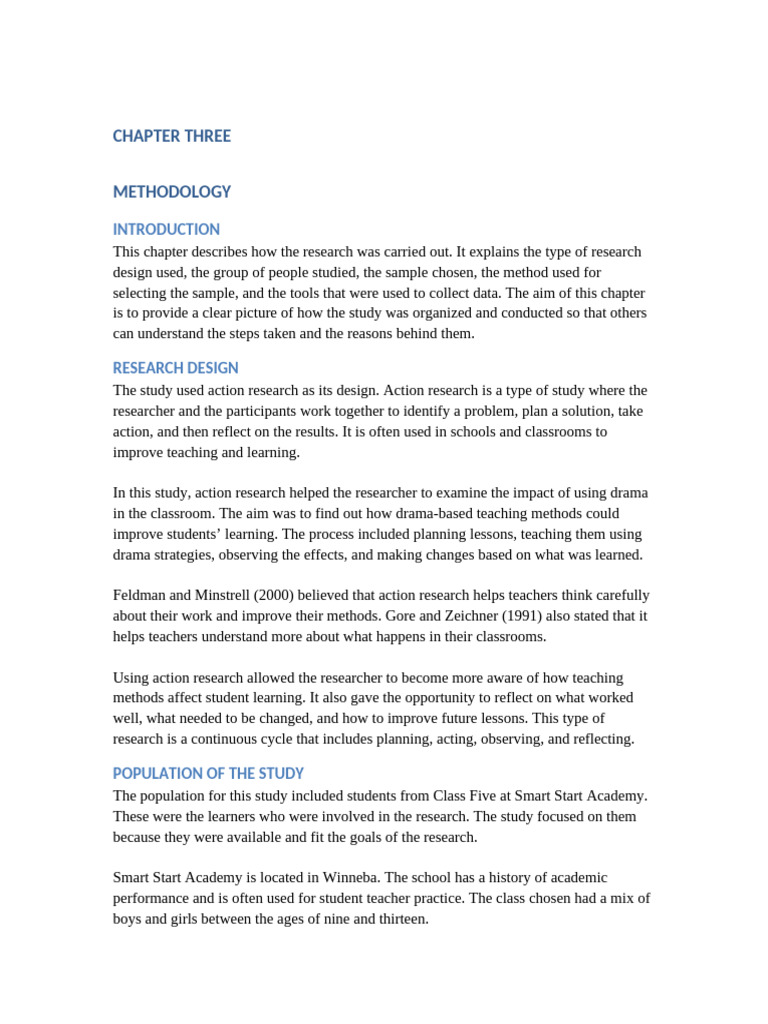 Action Research Methodology in Education | PDF | Sampling (Statistics ...