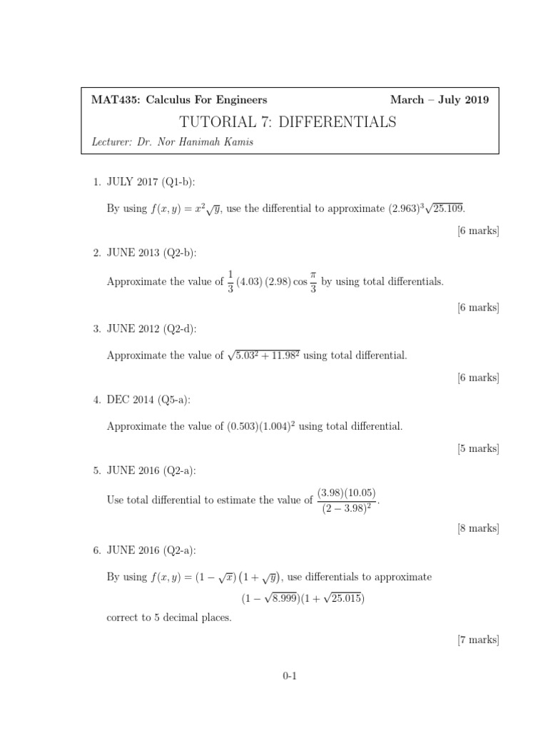 Differential Approximations in Calculus | PDF