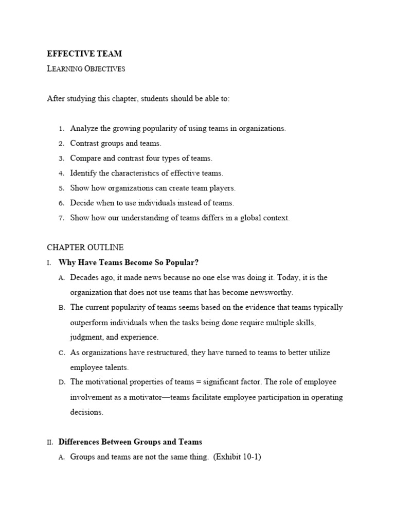 Effective Team | PDF | Leadership | Performance Appraisal