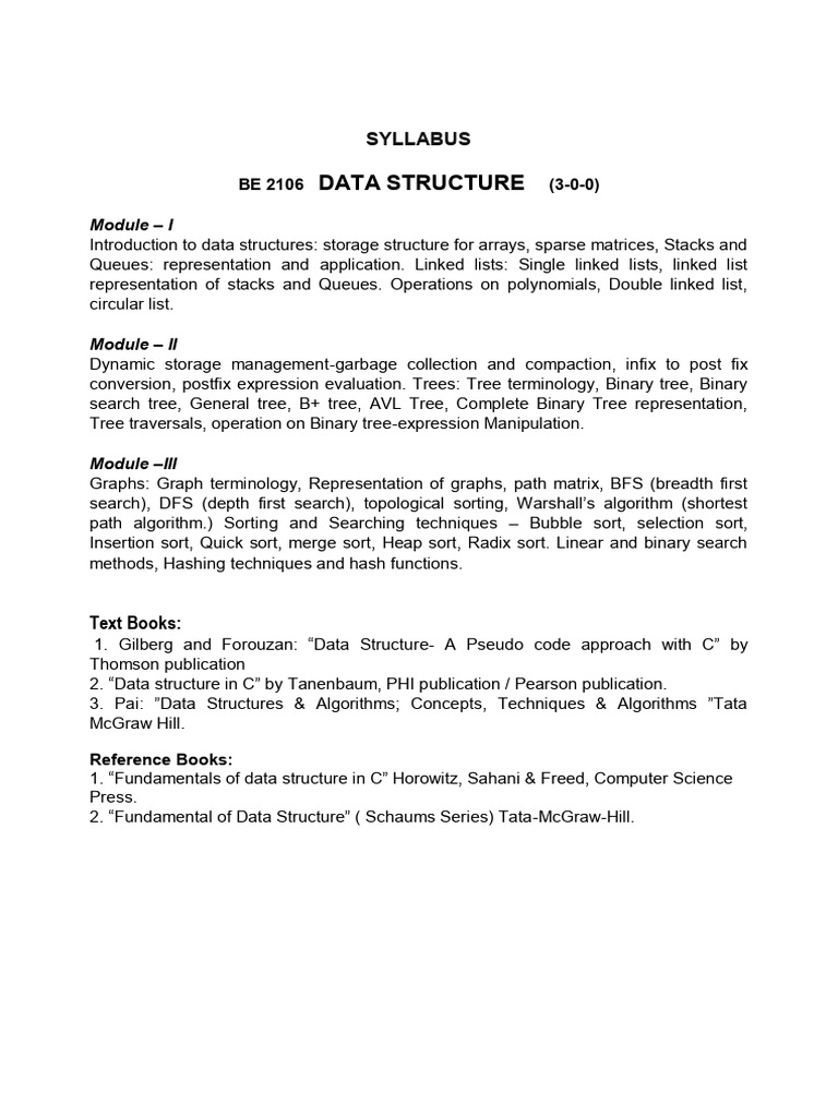 Data Structures Syllabus Overview | PDF | Queue (Abstract Data Type ...