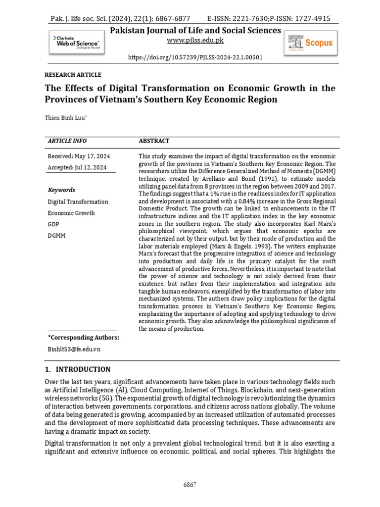 The Effects of Digital Transformation On Economic Growth in The ...