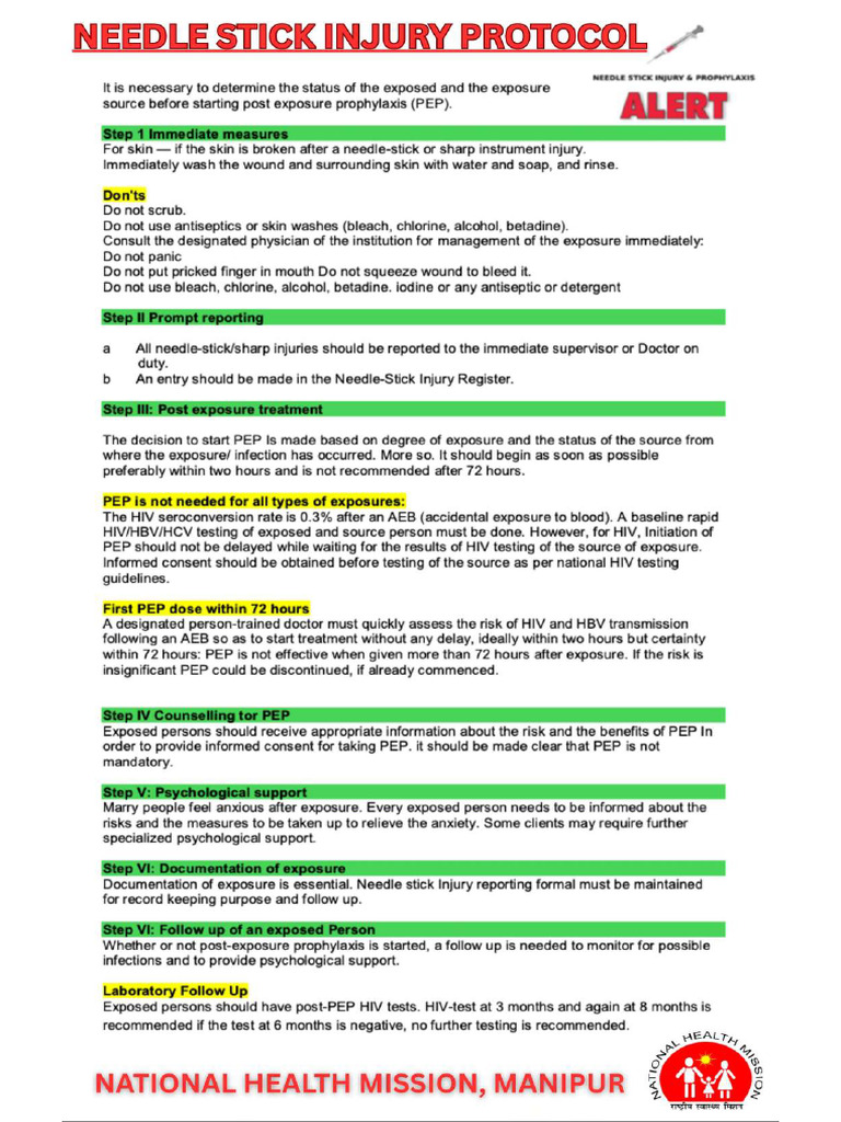 Needle Stick Injury Procol | PDF
