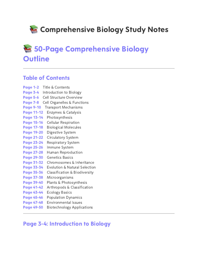Comprehensive Biology Study Guide | PDF | Cell (Biology) | Digestion