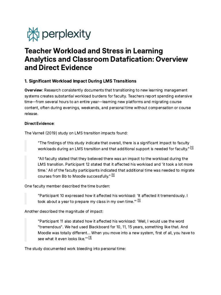 Teacher Workload and Stress in Learning Analytics | PDF | Educational ...
