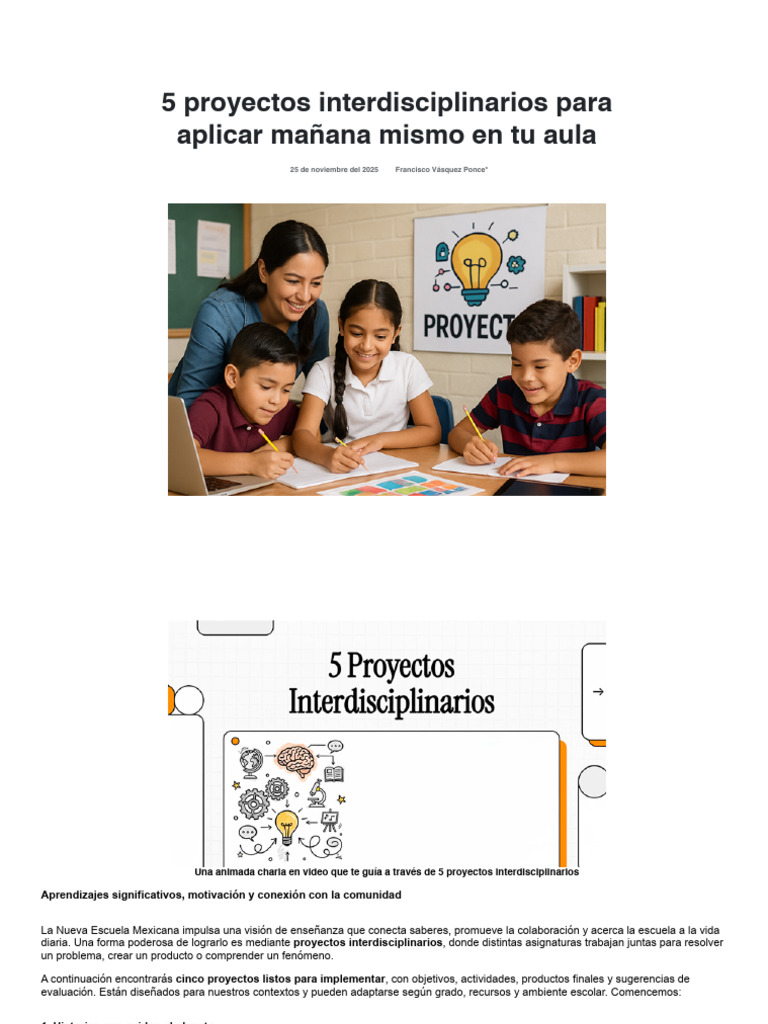 5 Proyectos Interdisciplinarios para Aulas | PDF | Plan de estudios ...