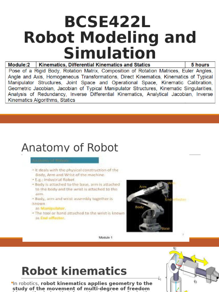 Robot Kinematics and Configurations Guide | PDF | Kinematics | Rotation