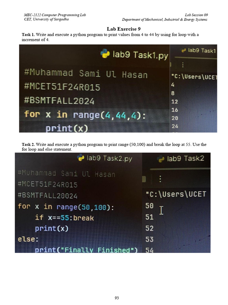 Python Programming Lab Exercises 9 | PDF