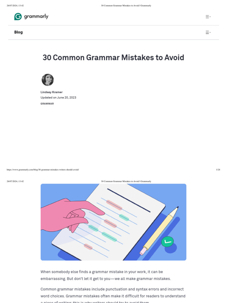 30 Common Grammar Mistakes to Avoid _ Grammarly | PDF | Comma | Adjective