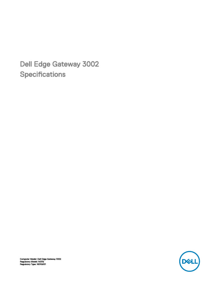 Dell Edge Gateway 3002 Specifications | PDF | Ieee 802.11 ...