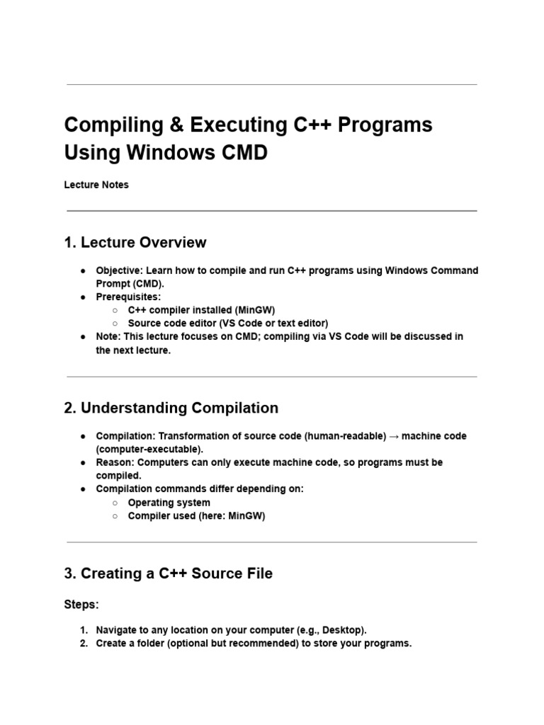 Compile C++ Programs in Windows CMD | PDF | Computer File | C++