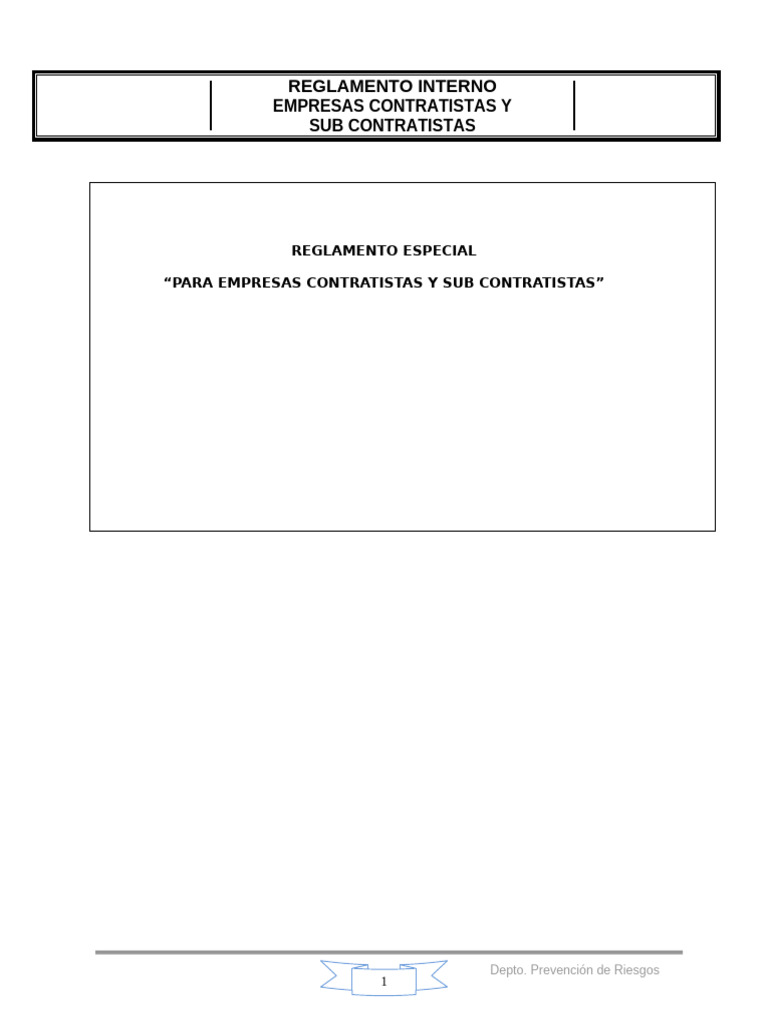 Reglamento para Contratistas y Subcontratistas | PDF | Seguridad y ...