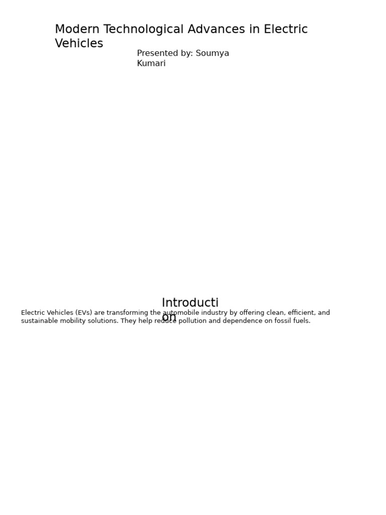 Advancements in Electric Vehicle Technology | PDF | Electric Vehicle ...