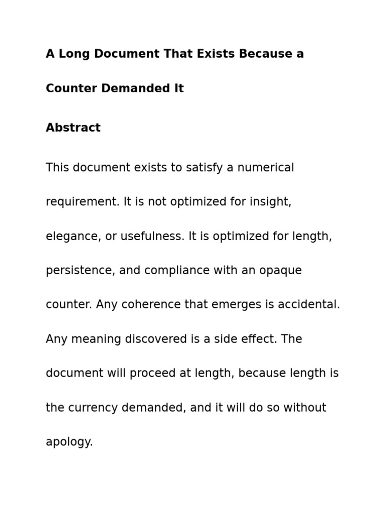A Long Document That Exists Because a Counter Demanded It | PDF