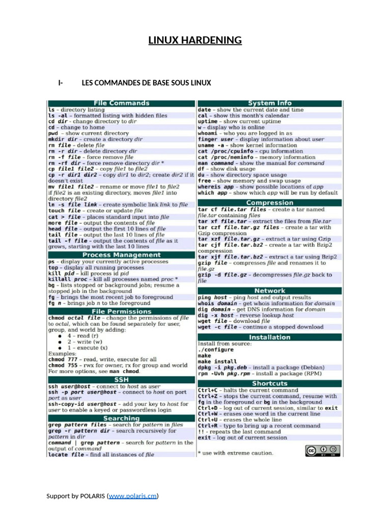 Sécurisation Linux : Commandes essentielles | PDF