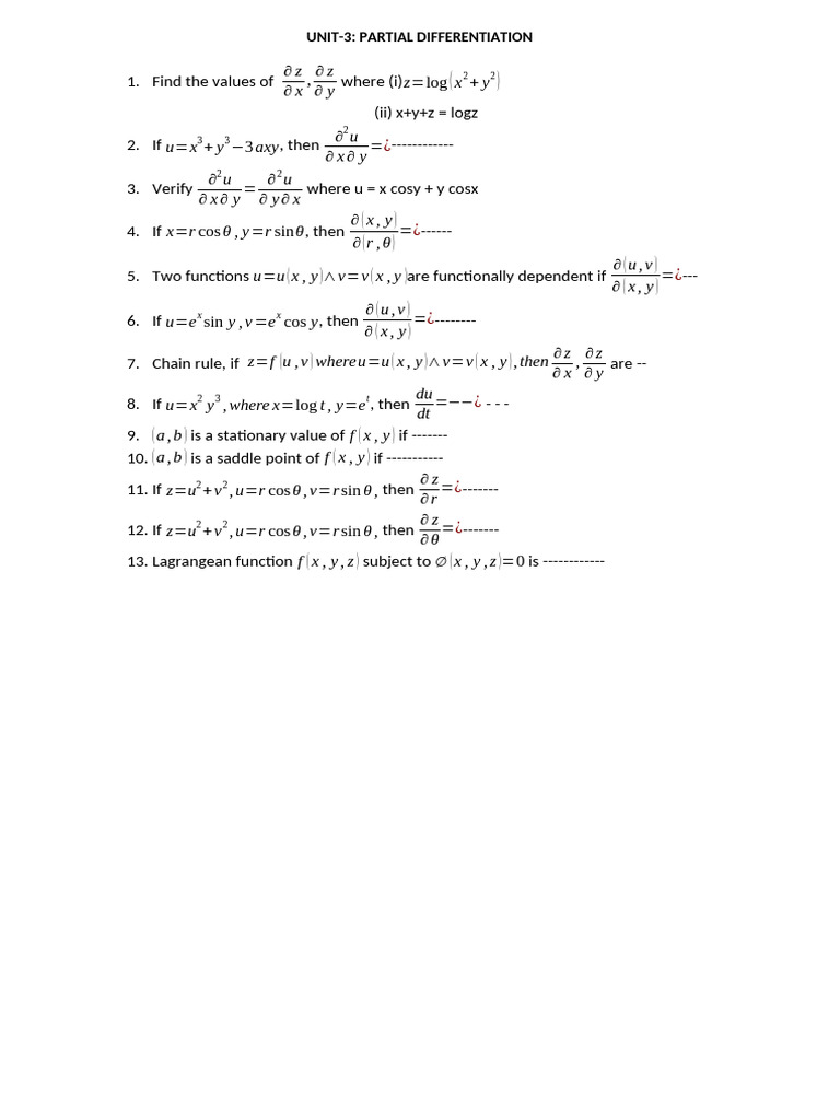 Partial Differentiation Techniques Explained | PDF