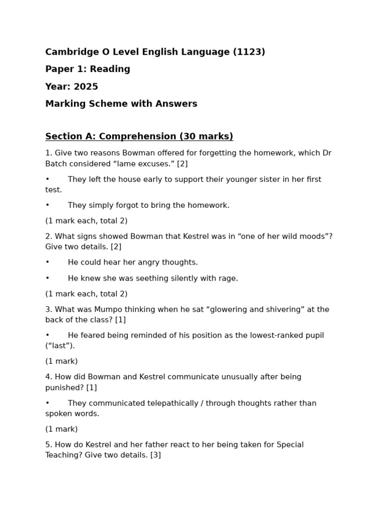 Cambridge O Level English Language 2025 Exam Guide | PDF
