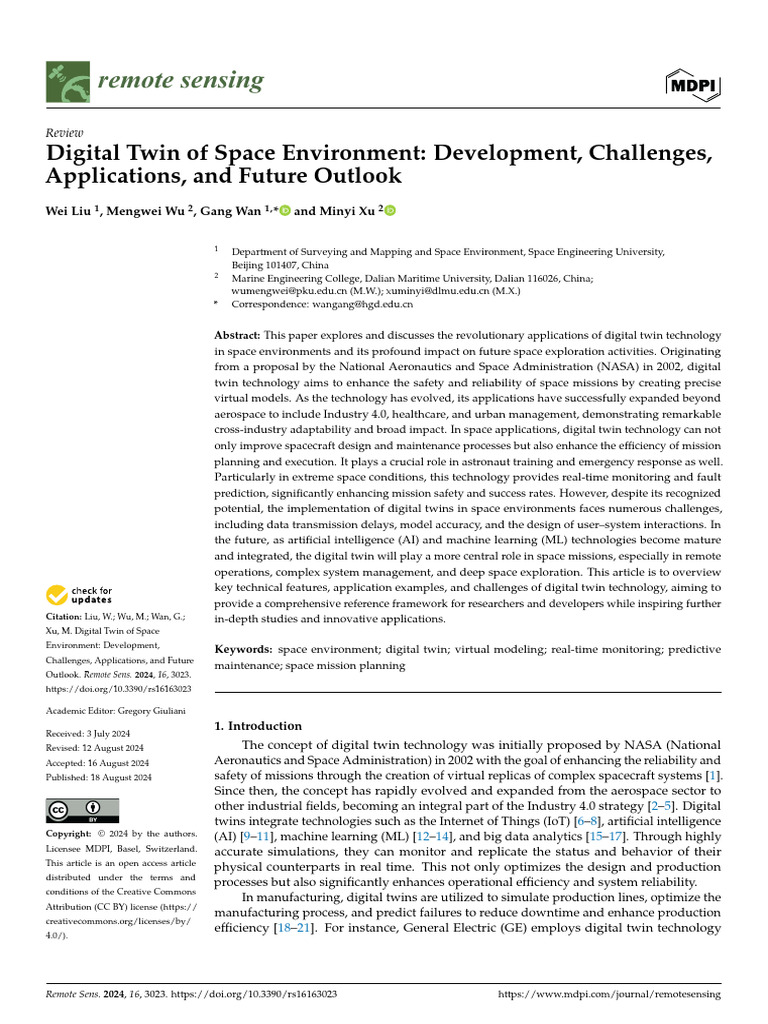 Digital Twin Technology in Space Exploration | PDF | Simulation | Outer ...