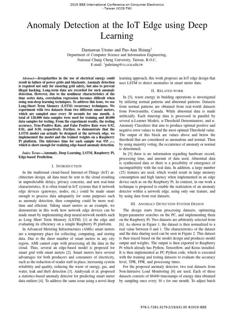 IoT Edge Anomaly Detection with LSTM | PDF | Internet Of Things ...