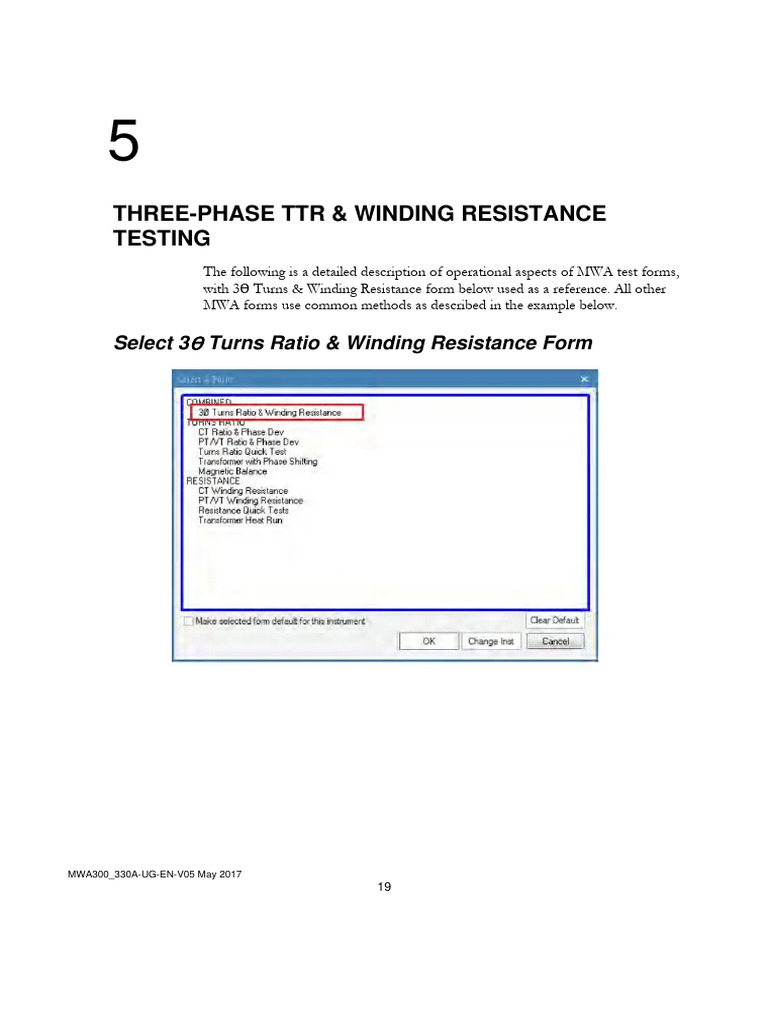 Three-Phase TTR & Resistance Testing Guide | PDF