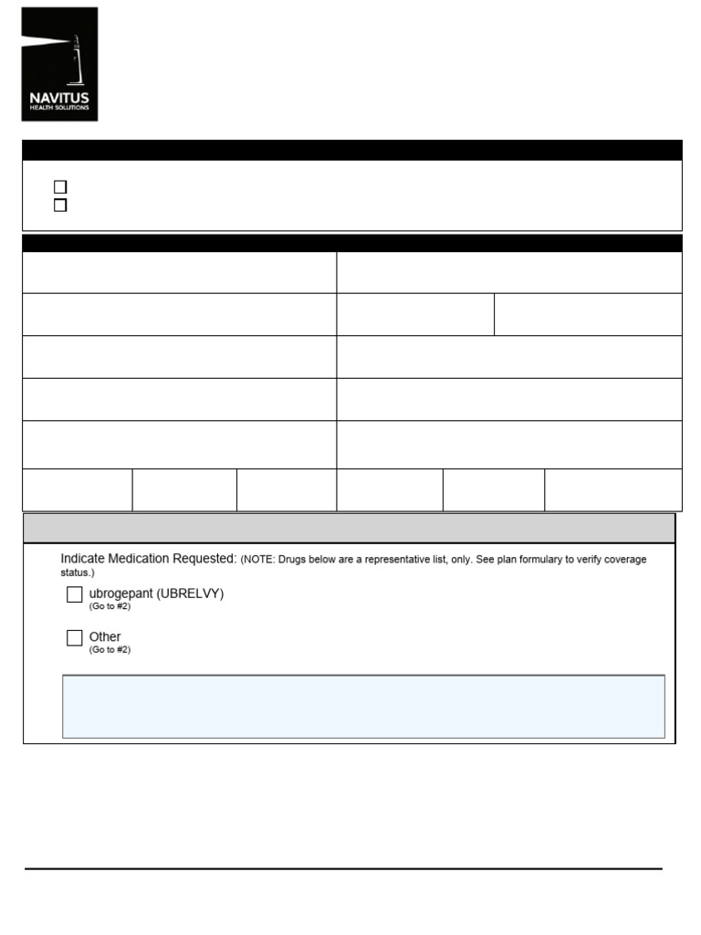 Ubrogepant Prior Authorization Form | PDF | Health Care | Medicine