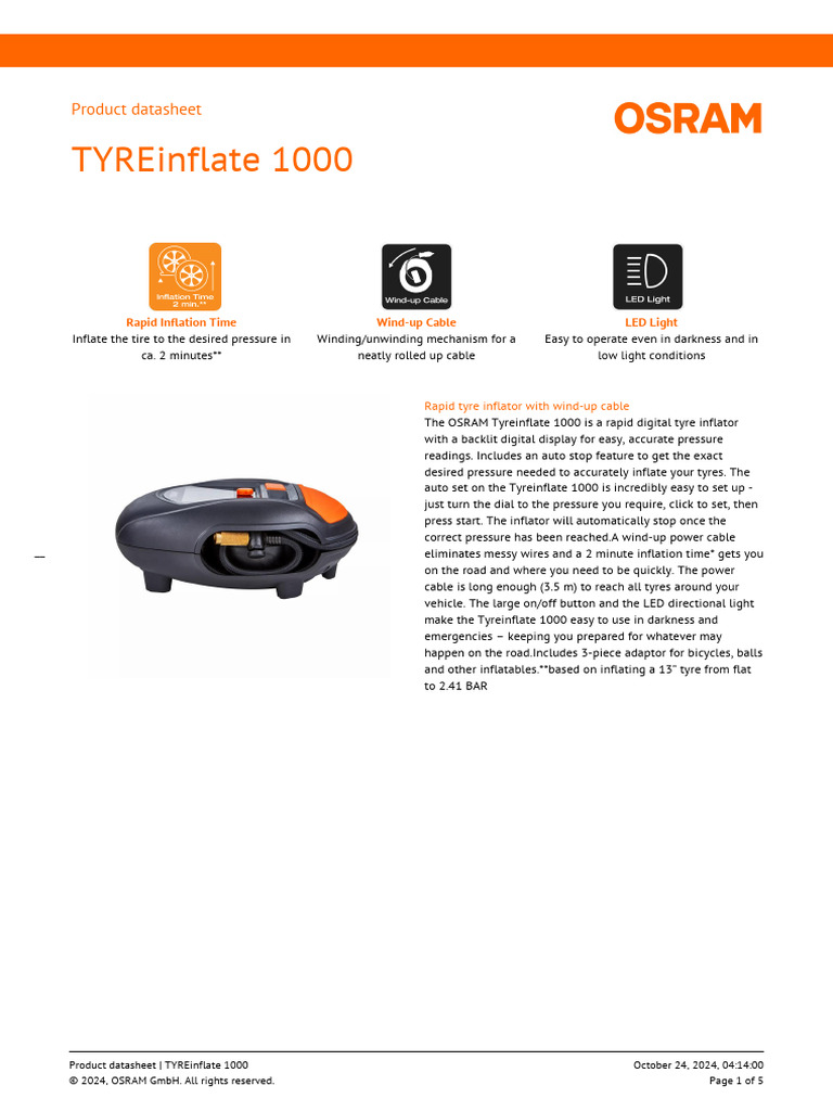 ZMP 4062115 TYRE Inflate 1000 | PDF | Tire | Manufactured Goods