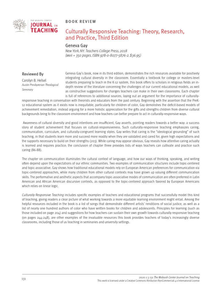 Culturally Responsive Teaching Review | PDF | Teachers | Communication