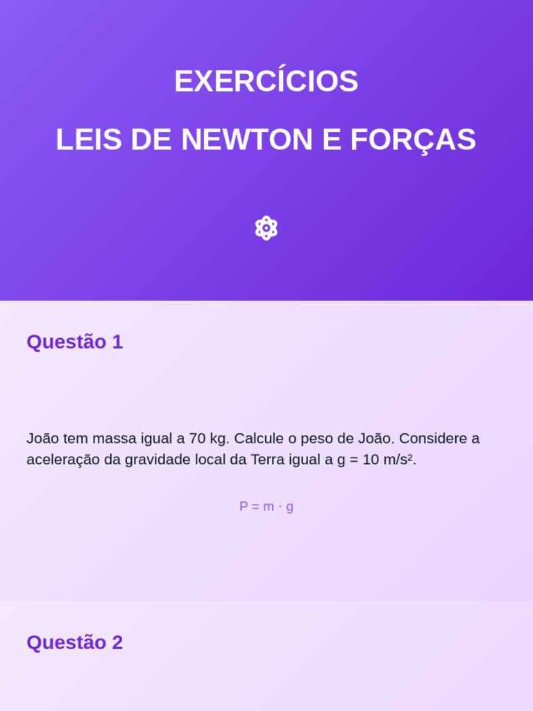 Exercícios sobre Leis de Newton e Forças | PDF | Força | Massa