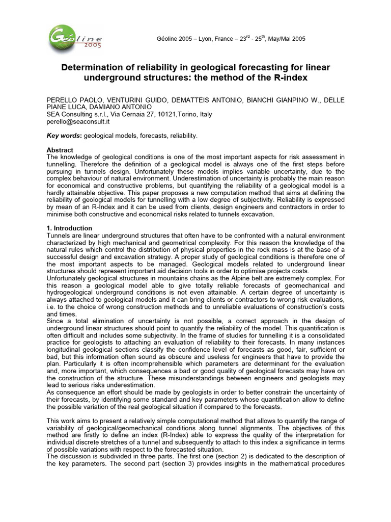 R-Index for Geological Model Reliability | PDF | Reliability ...