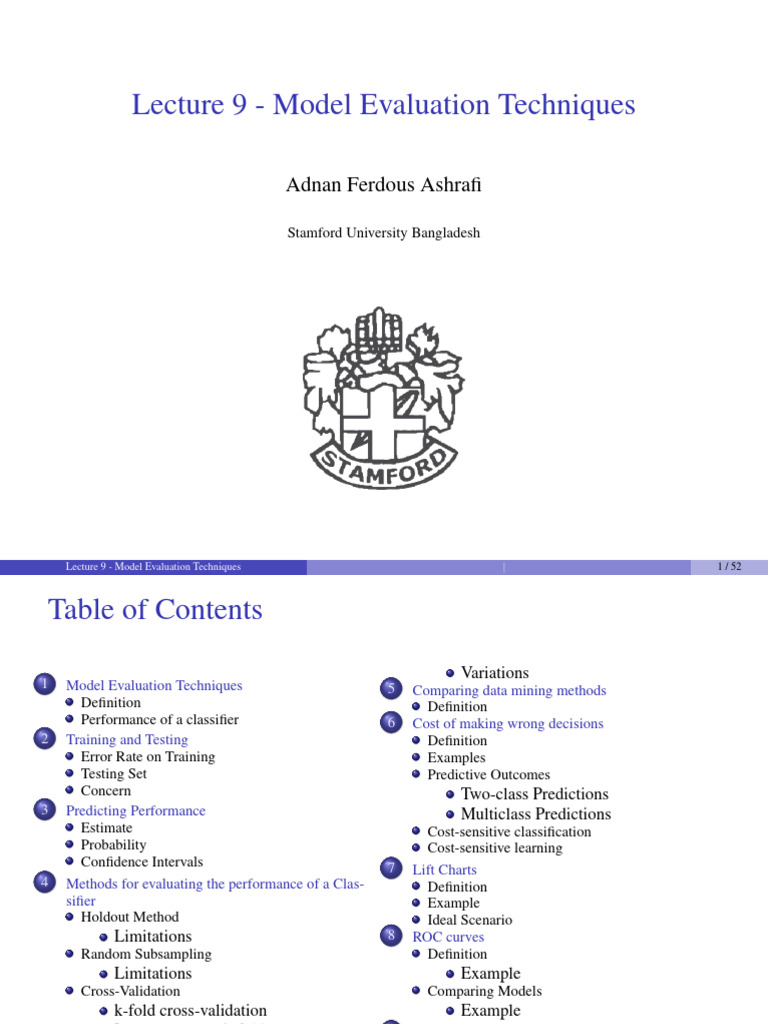 Model Evaluation Techniques Explained | PDF | Cross Validation ...