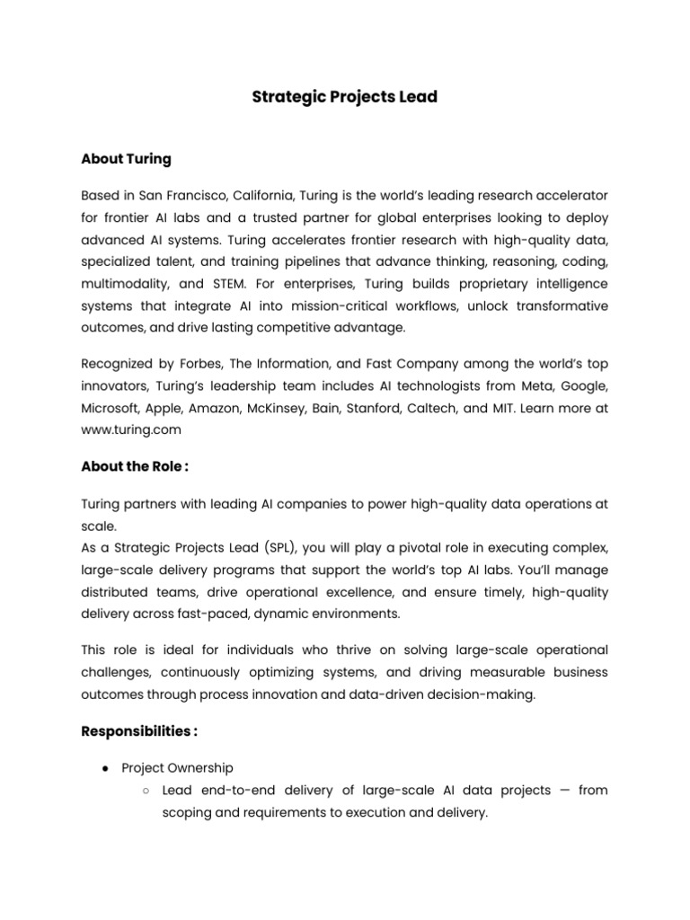 Strategic Projects Lead for AI Operations | PDF | Artificial ...