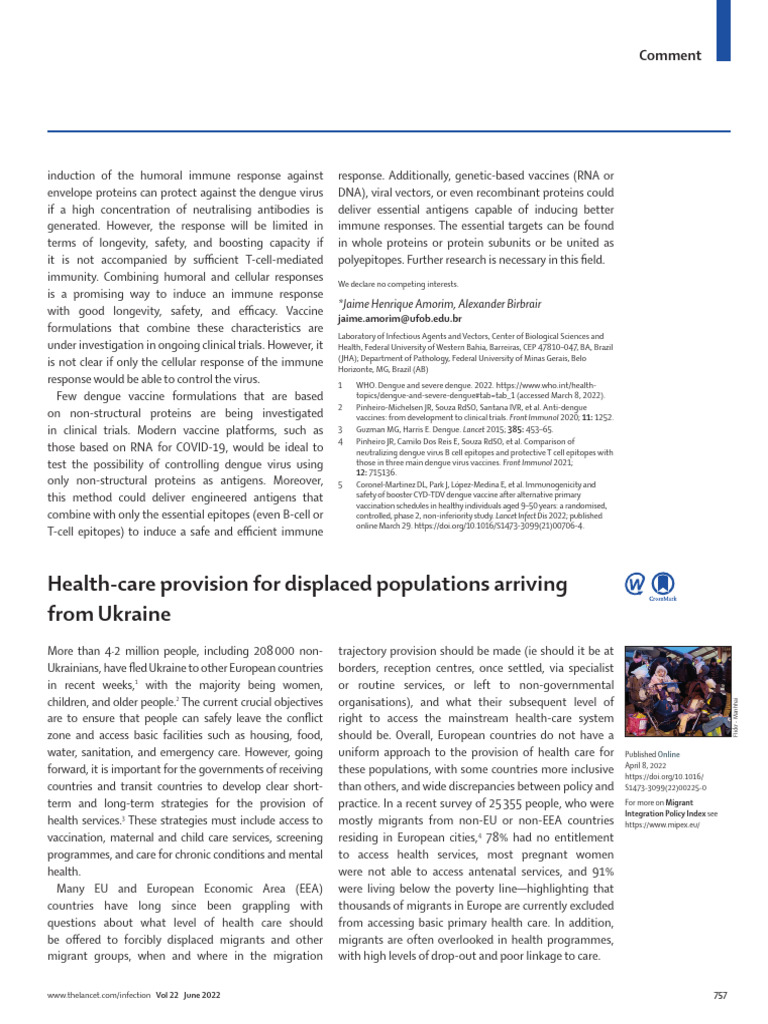 Health Care Provision for Displaced Populations Ar | PDF | Vaccines | Virus
