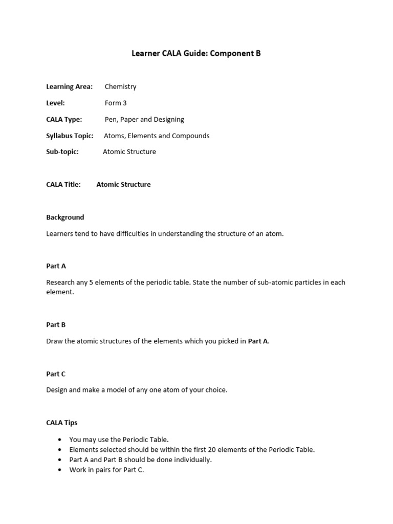 2023 O Level CALAs | PDF | Chemistry | Chemical Substances