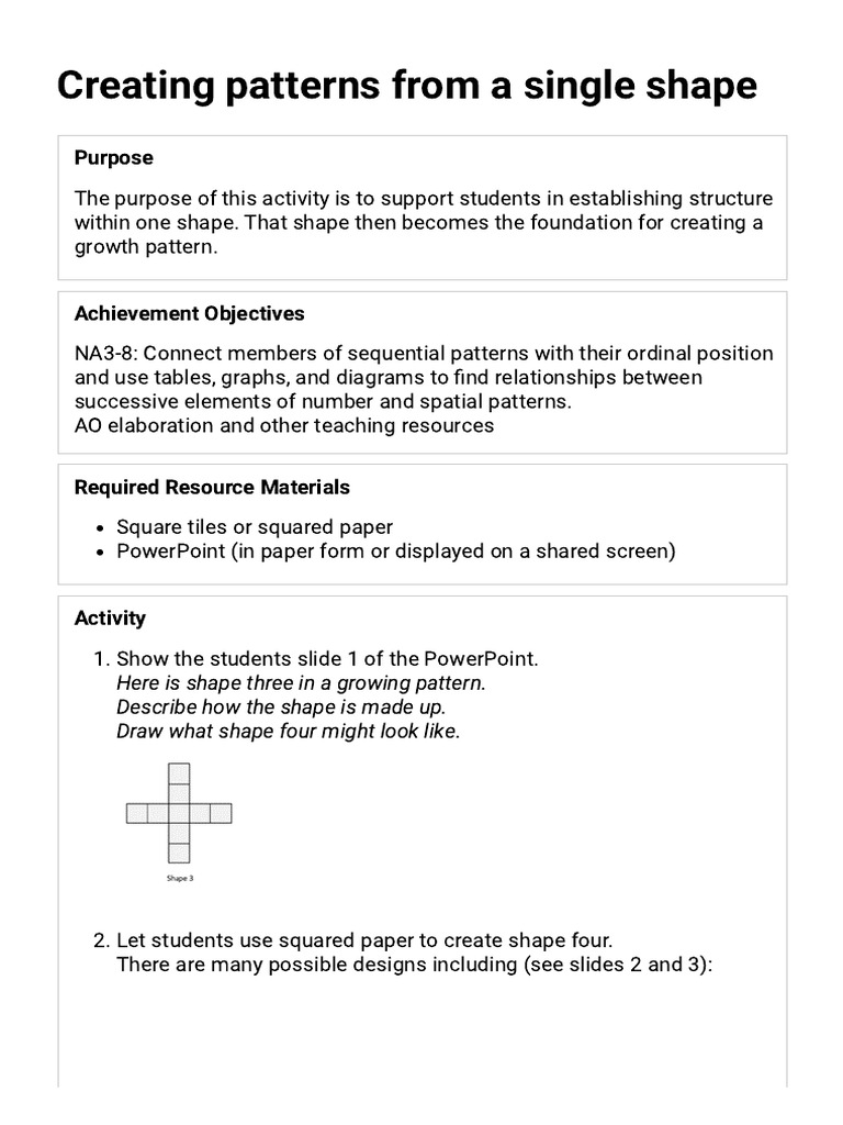 Creating patterns from a single shape | PDF | Shape | Discrete Mathematics