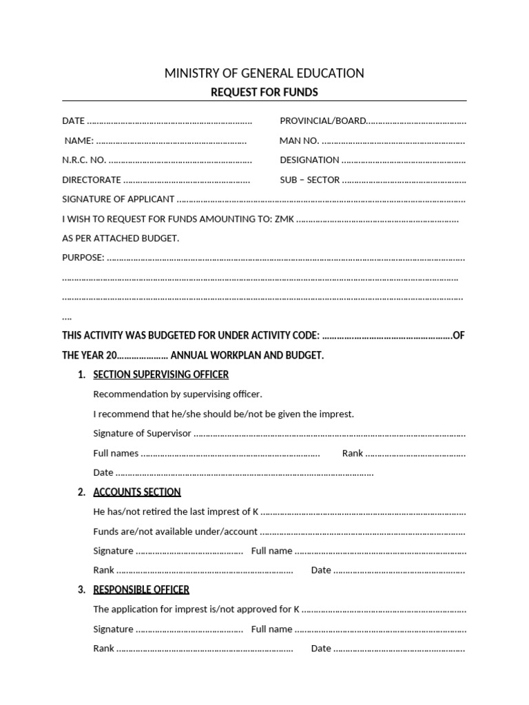 Imprest Form | PDF