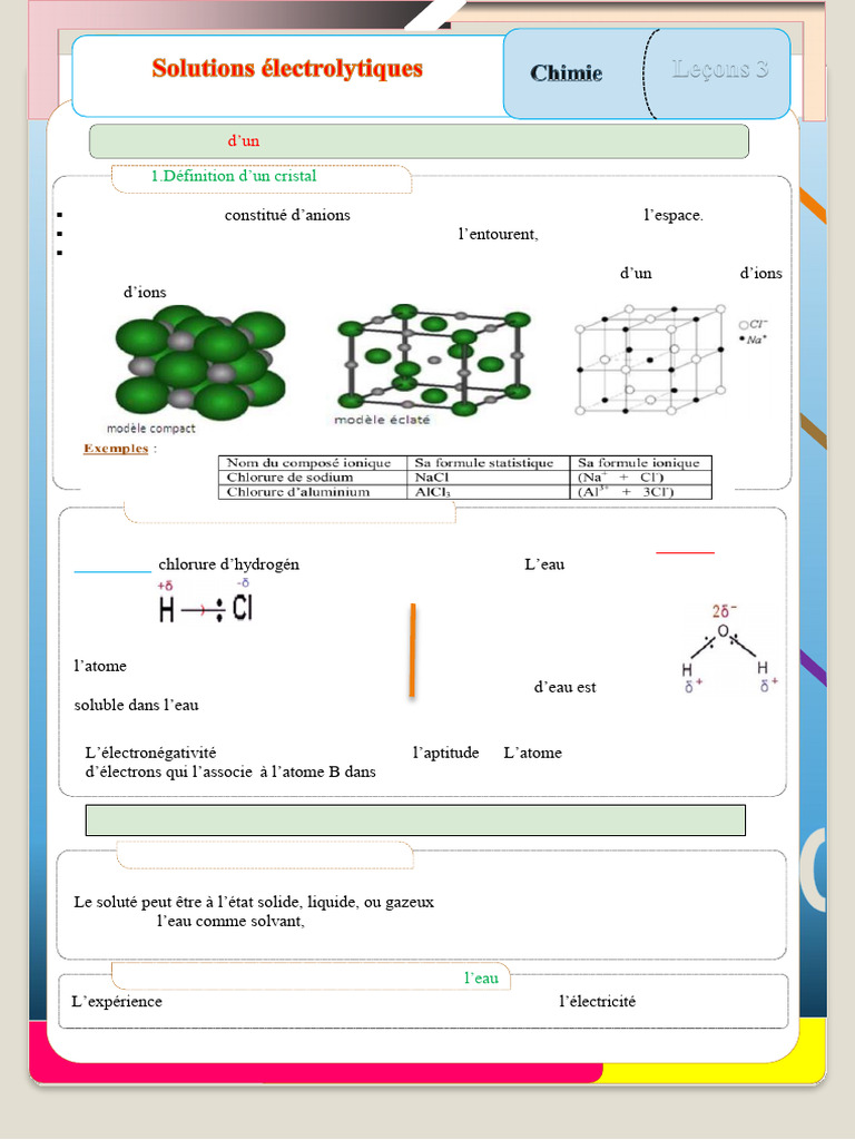 Solutions aqueuses et cristaux ioniques | PDF | Ion | Polarité (chimie)