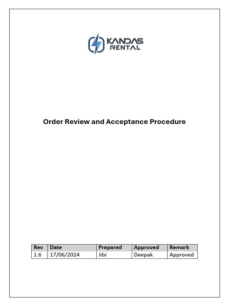 Order Review and Acceptance Process | PDF | Verification And Validation ...