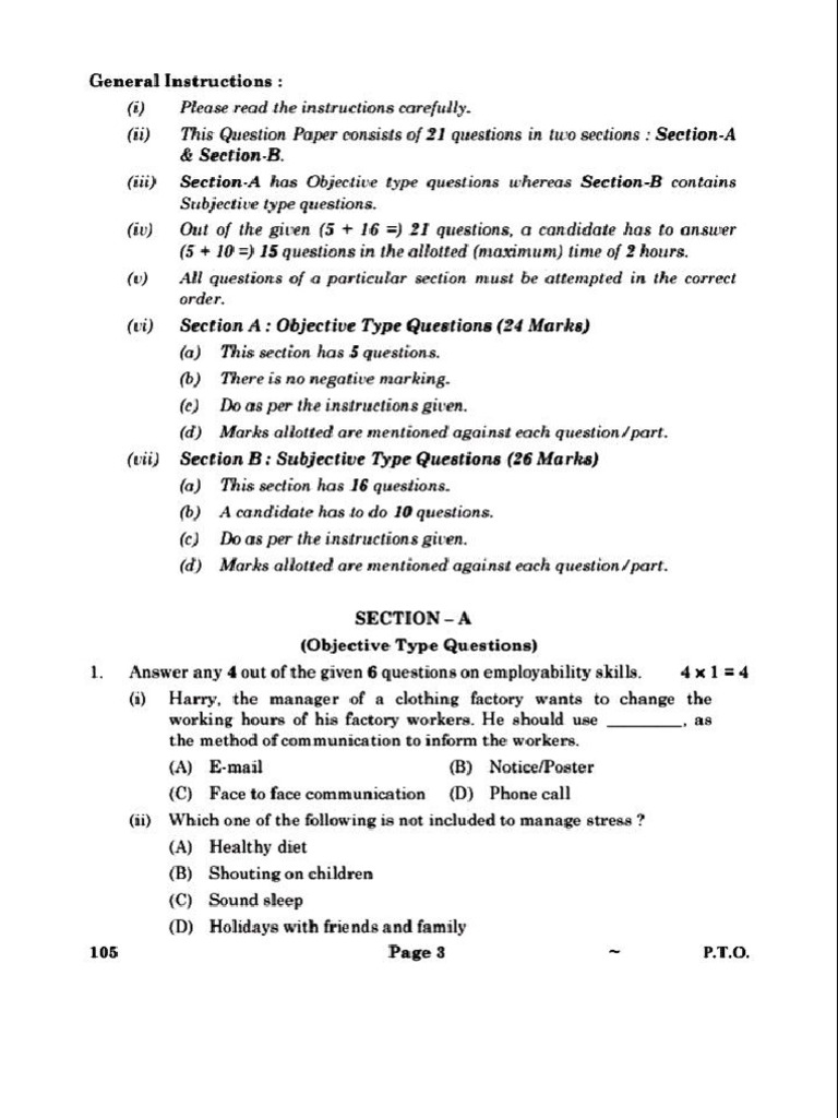 Previous Year Question Paper of Physical Activity Trainer | PDF