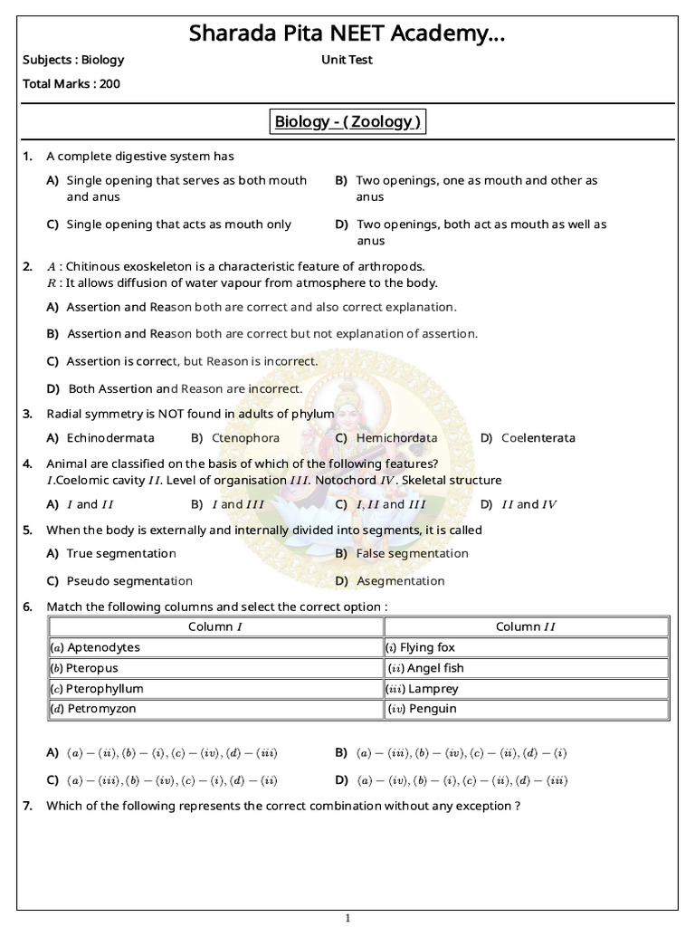 NEET Biology Unit Test Questions | PDF | Sexual Reproduction | Fungus
