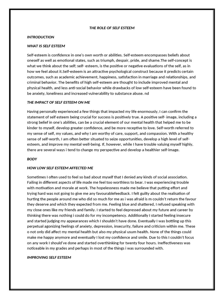 Understanding Self-Esteem's Impact | PDF | Self Esteem | Social Psychology
