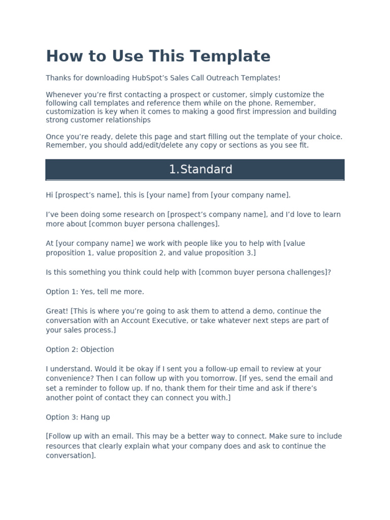 Sales Call Outreach Templates Guide | PDF