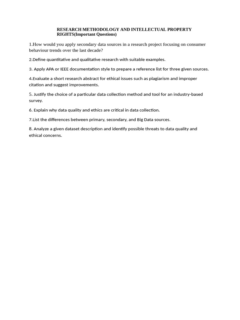 Research Methodology and Intellectual Property Rights | PDF